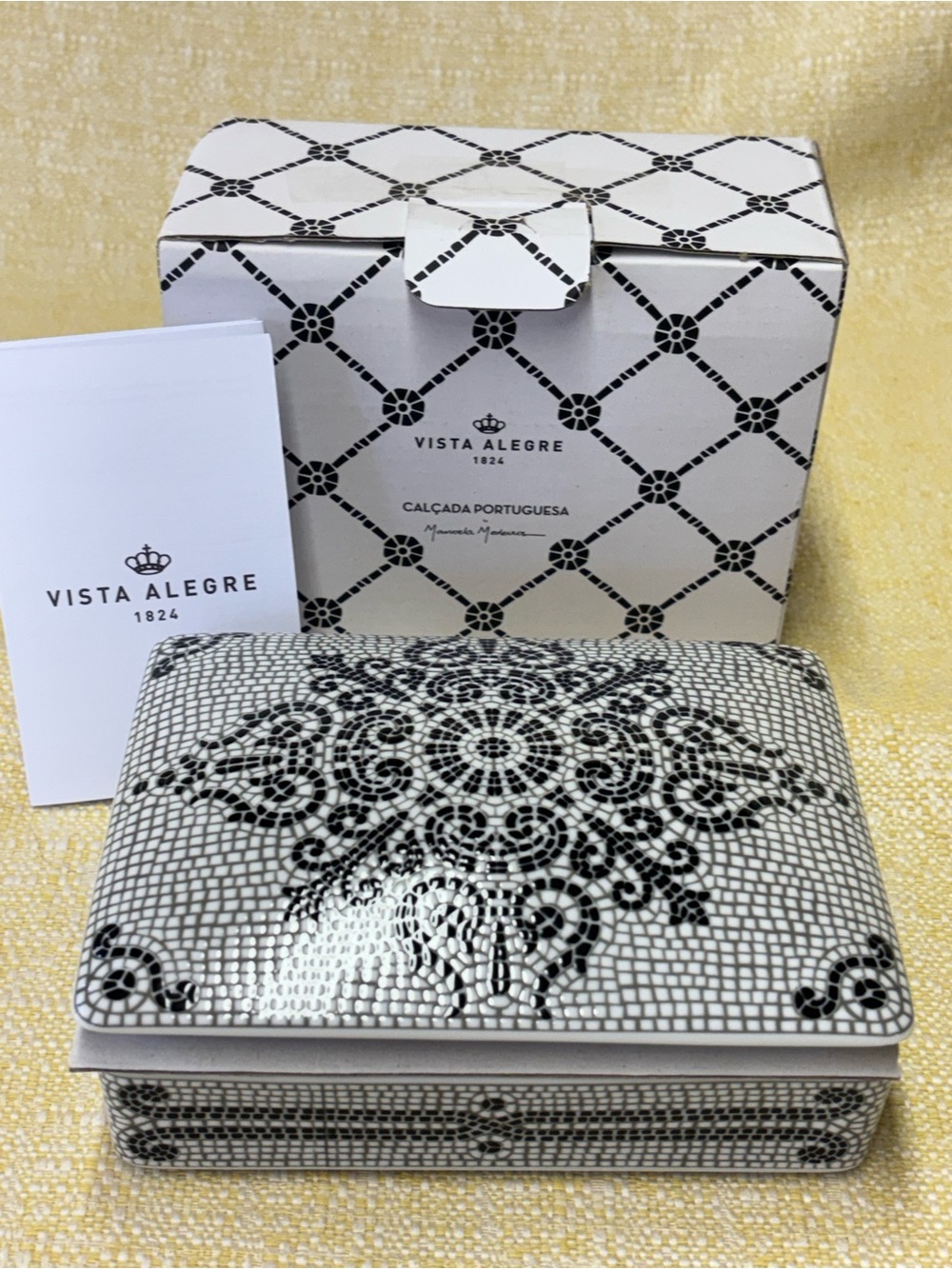 Vista Alegre Black and White Mosaic Porcelain Box